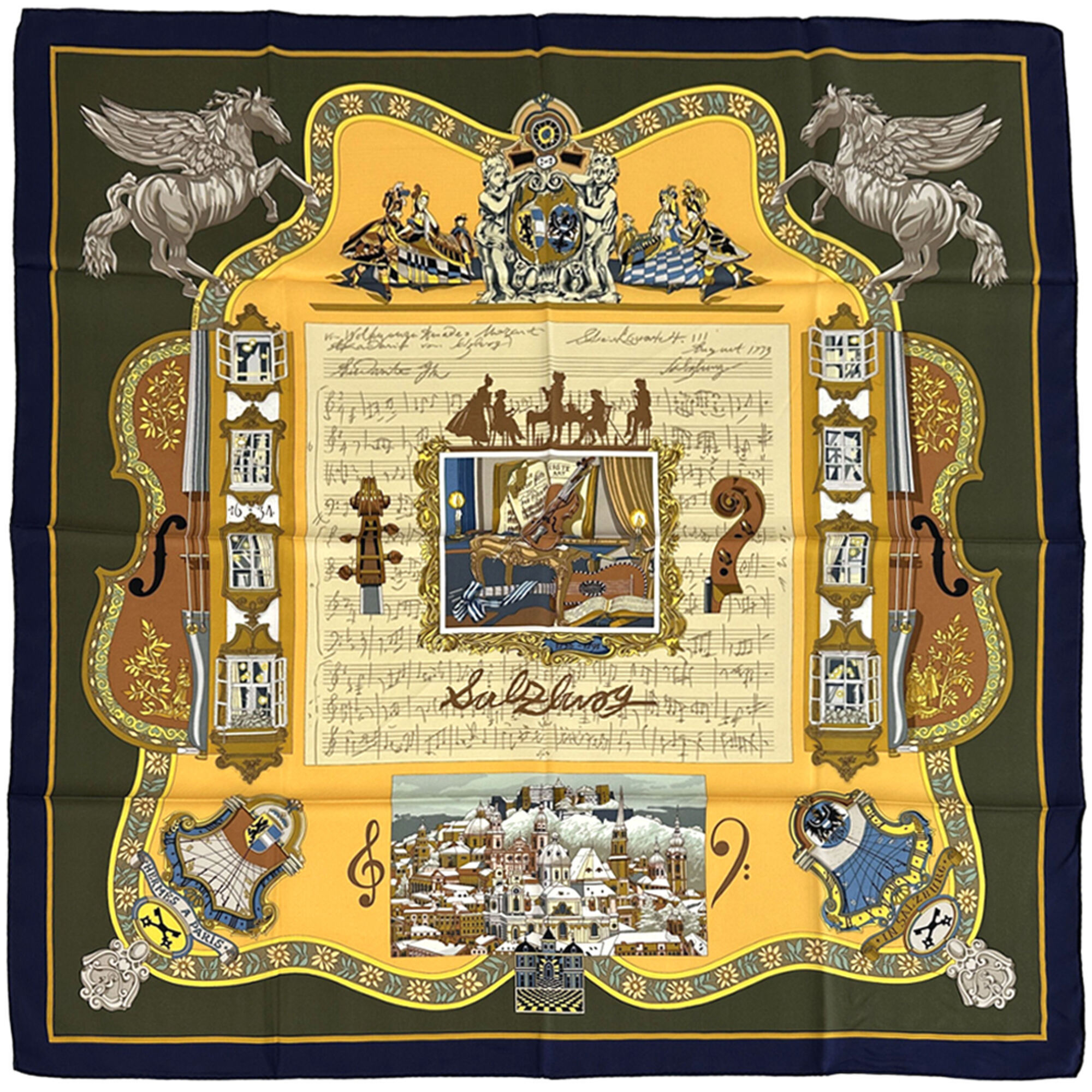 Hermes Authentic Yellow Silk Scarf
